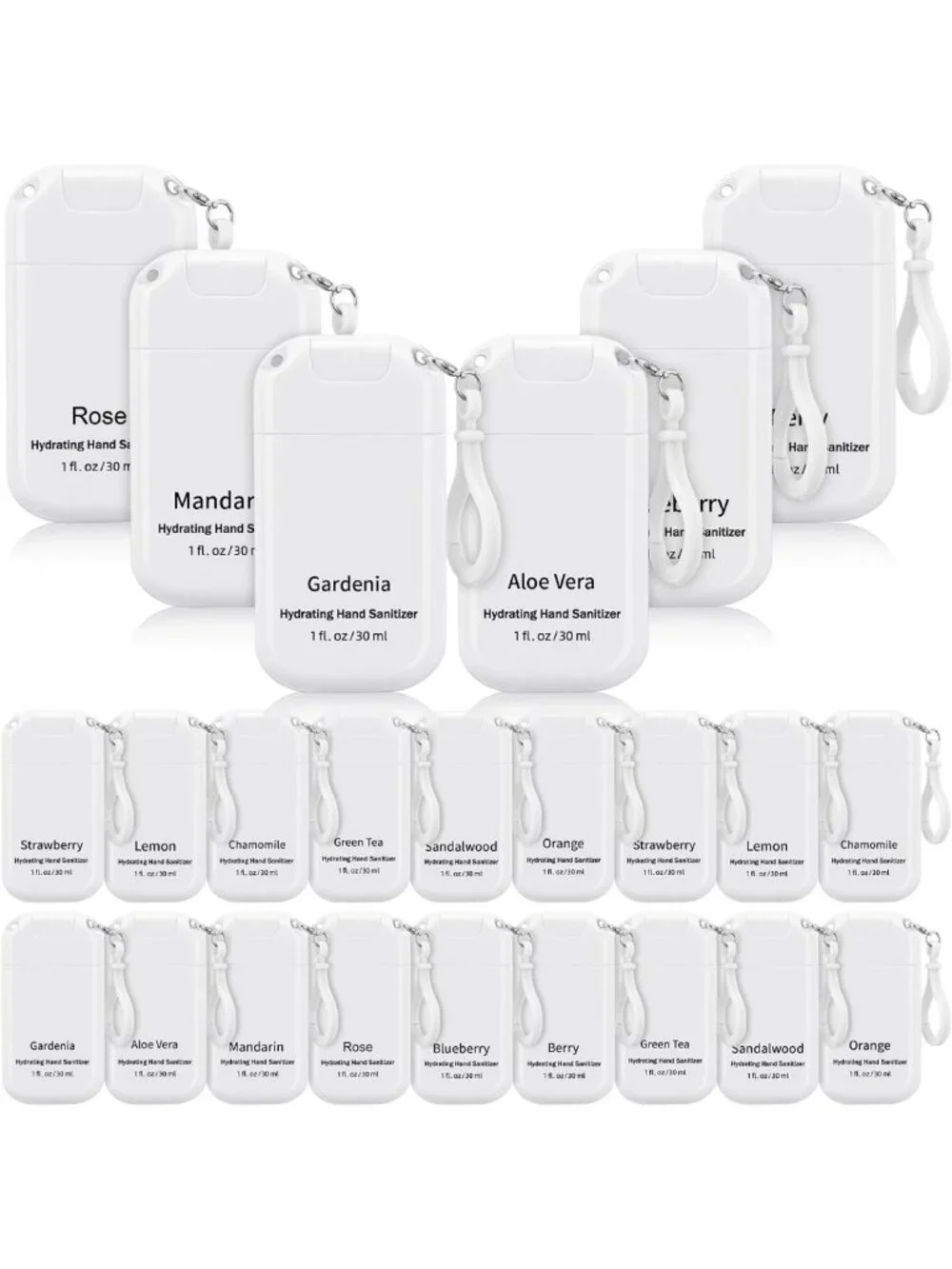 Cute Spray Hand Sanitizer Keychain - 24 Pack, Fresh Scent, Perfect for Backpacks